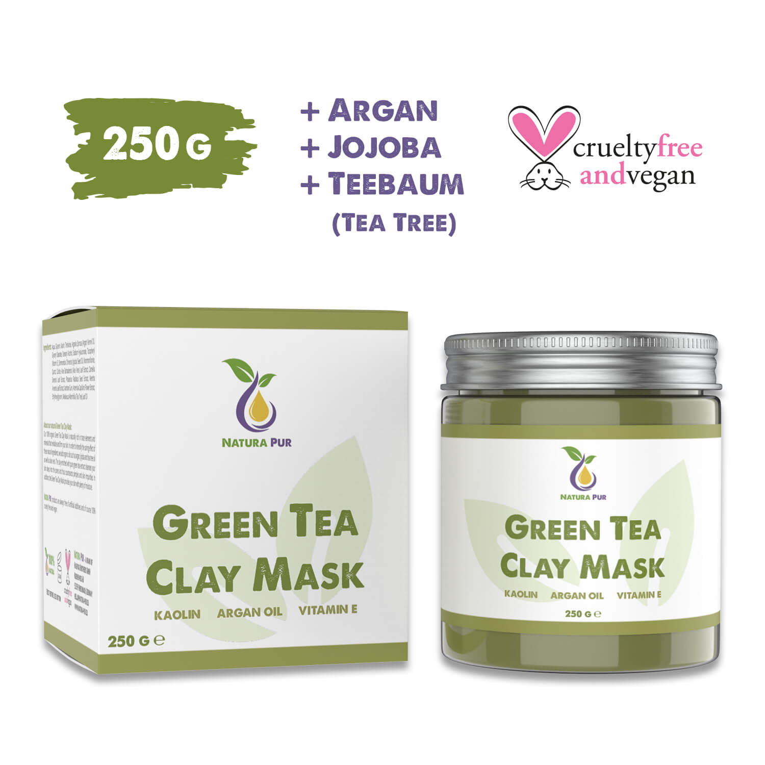 Grüner Tee Gesichtsmaske 250g, vegan