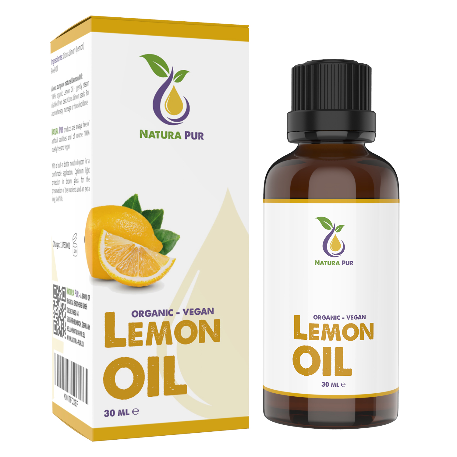 Zitronenöl BIO 30ml - 100% naturreines ätherisches Öl, vegan