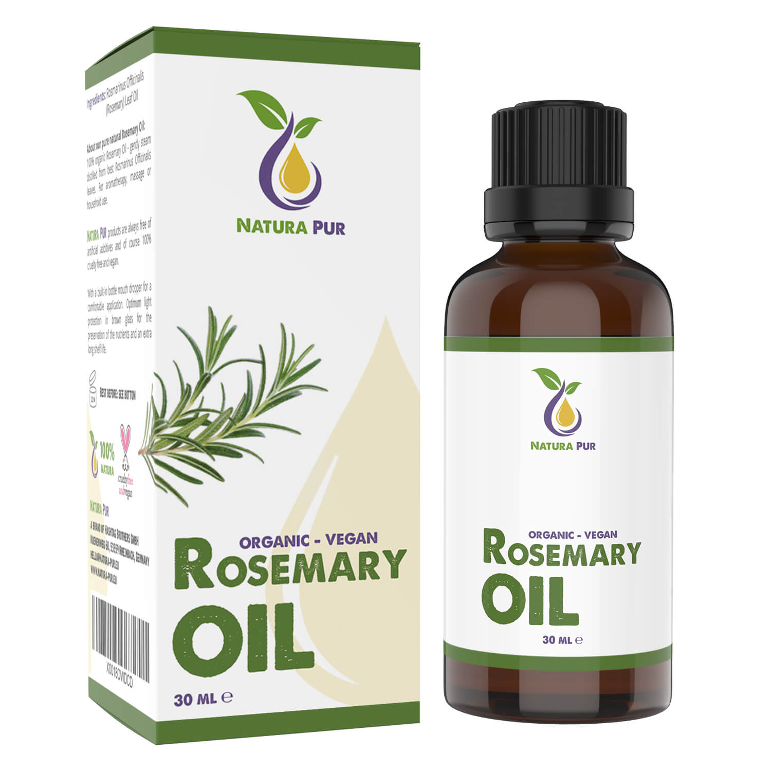 Rosmarinöl BIO 30ml - 100% naturreines ätherisches Öl, vegan