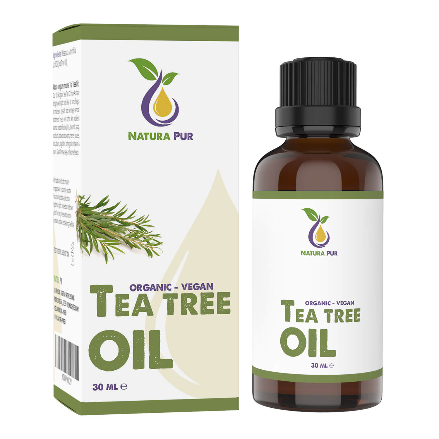 Teebaumöl BIO 30ml - 100% naturreines ätherisches Öl, vegan