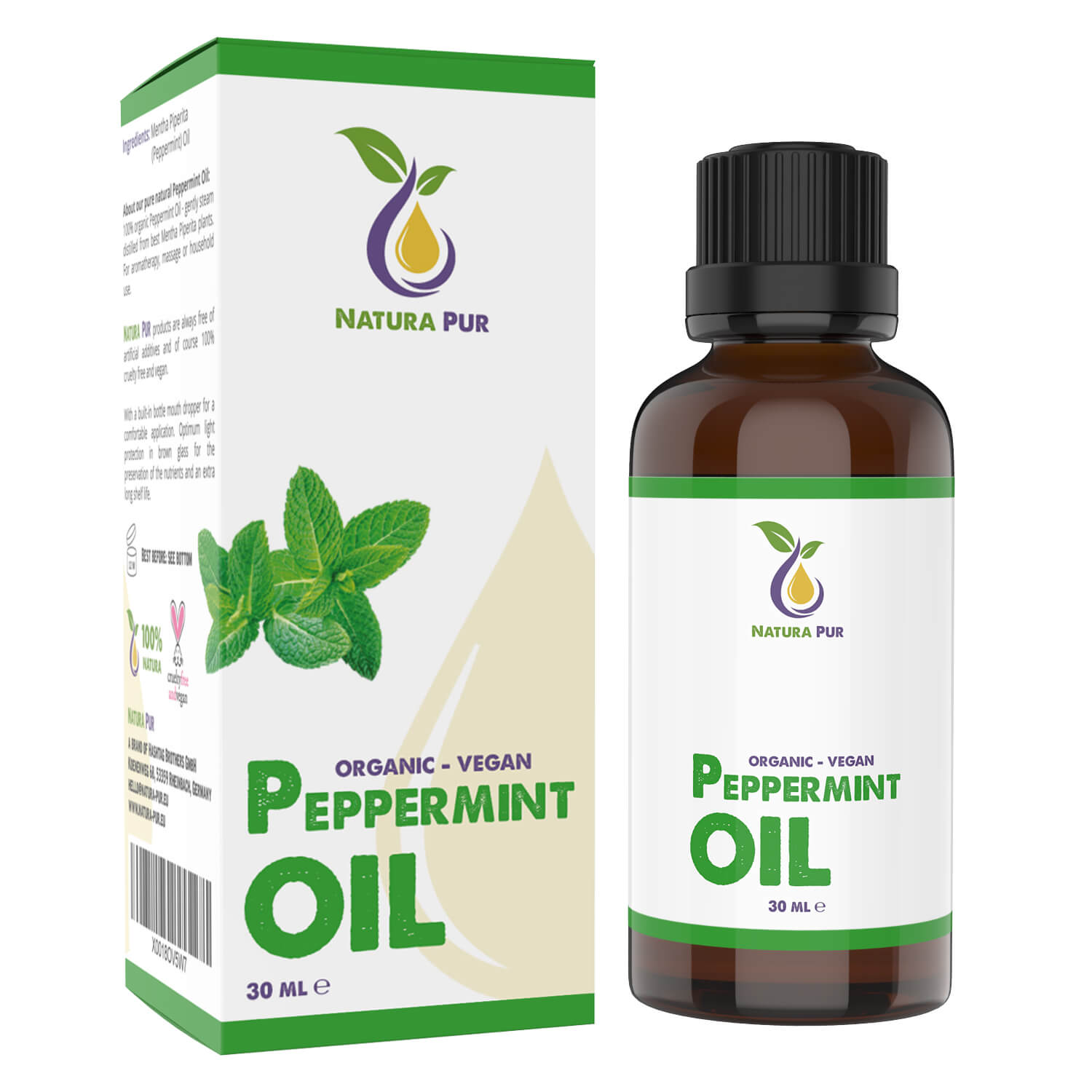 Pfefferminzöl BIO 30ml - 100% naturreines ätherisches Öl, vegan Pfefferminzöl BIO 30ml - 100% naturreines ätherisches Öl, vegan