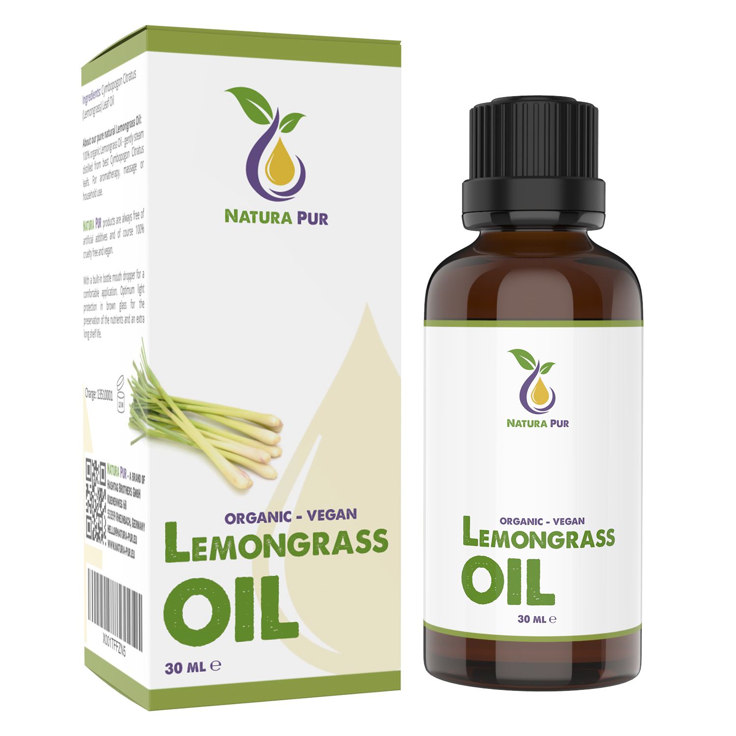 Lemongrass Öl BIO 30ml - 100% naturreines ätherisches Öl, vegan