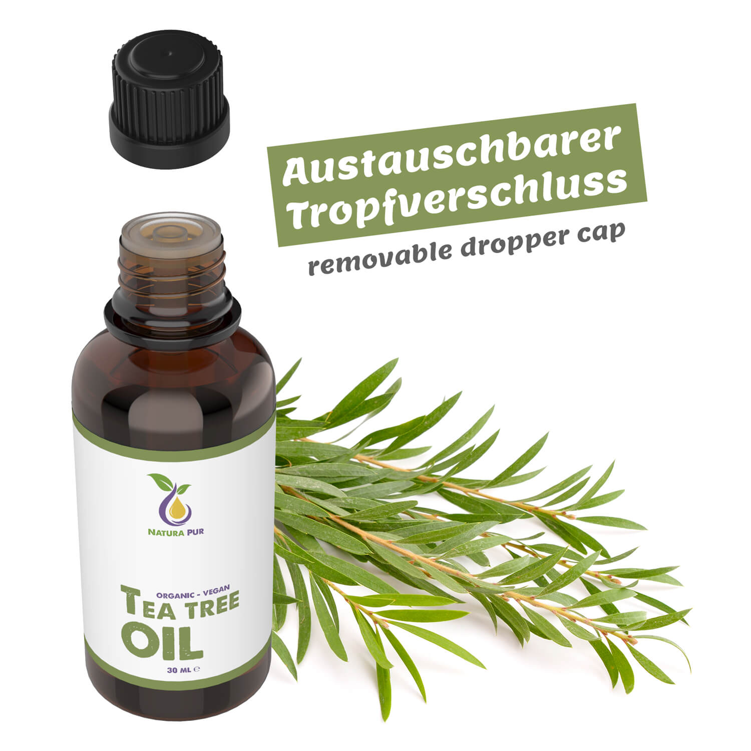Teebaumöl BIO 30ml - 100% naturreines ätherisches Öl, vegan